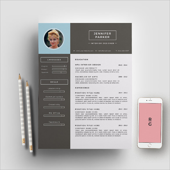 interior designer resume template