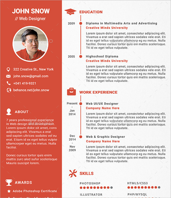 web designer resume template free download