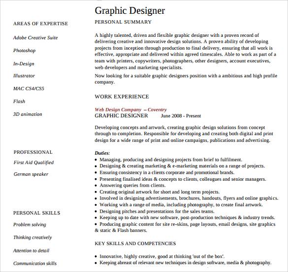 graphic designer cv resume template