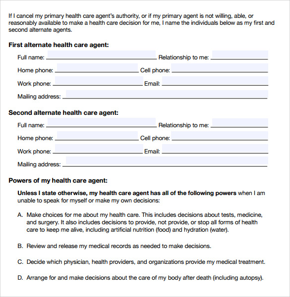 10 Advance Directive Forms Samples Examples And Format Sample Templates 1341