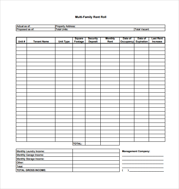 14 Rent Roll Form Templates to Download | Sample Templates