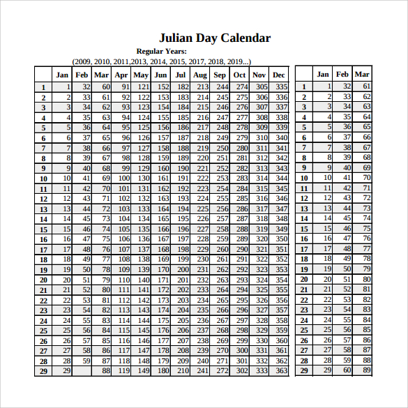 julian day calendar to print