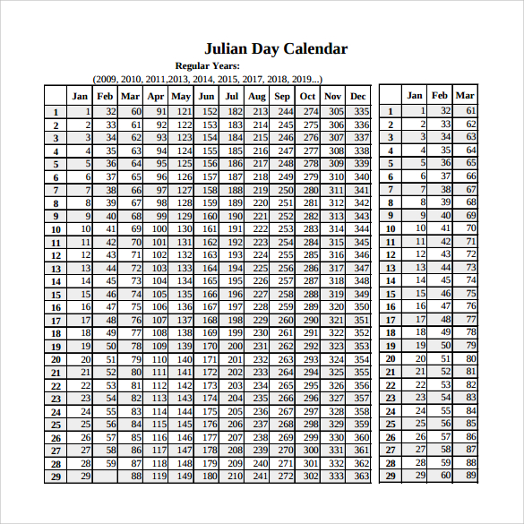 Free Sample Julian Calendar Templates In Pdf