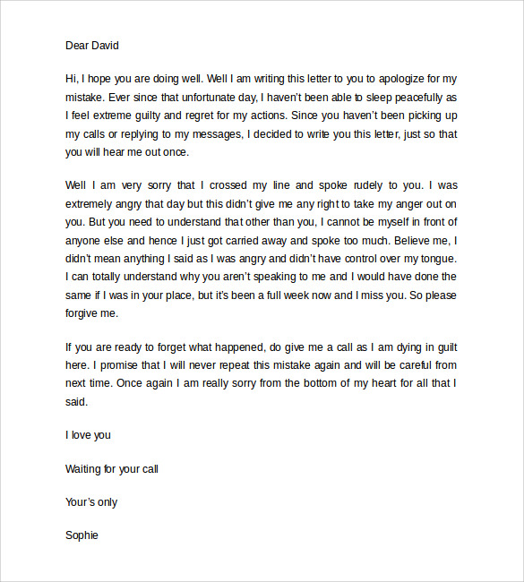 love letter apology