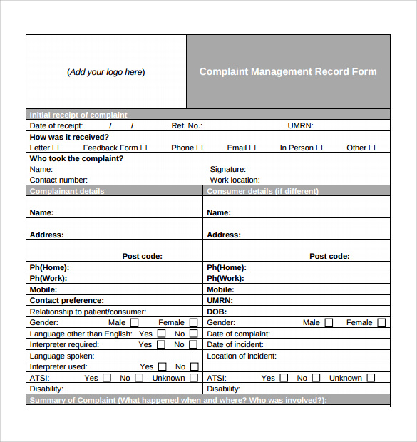 Patient Plaint Form 7 Samples Examples & Formats