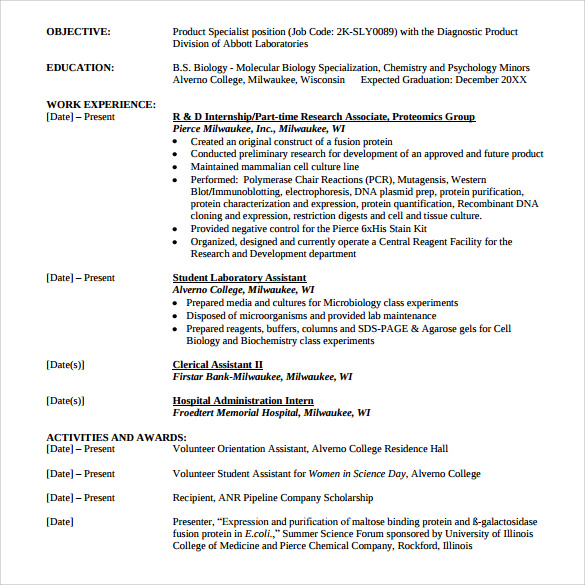 student resume outline