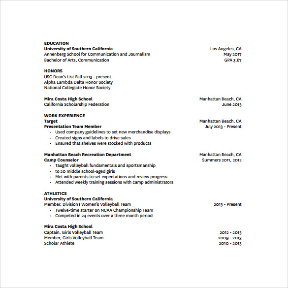 pdf download student resume