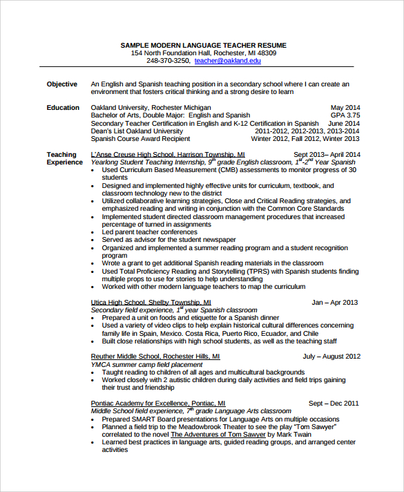 FREE 7+ Sample Tutor Resume Templates in PDF | Word