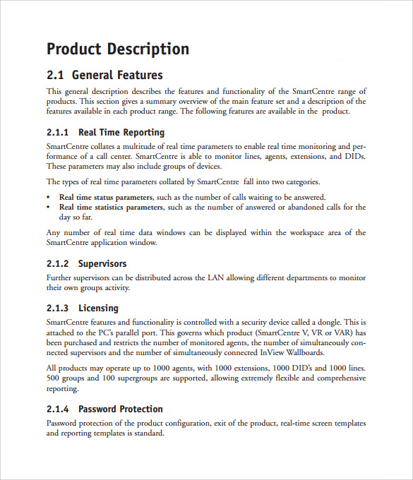 example of business plan description of the product