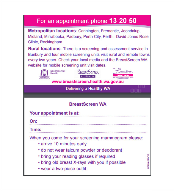 appointment card template1