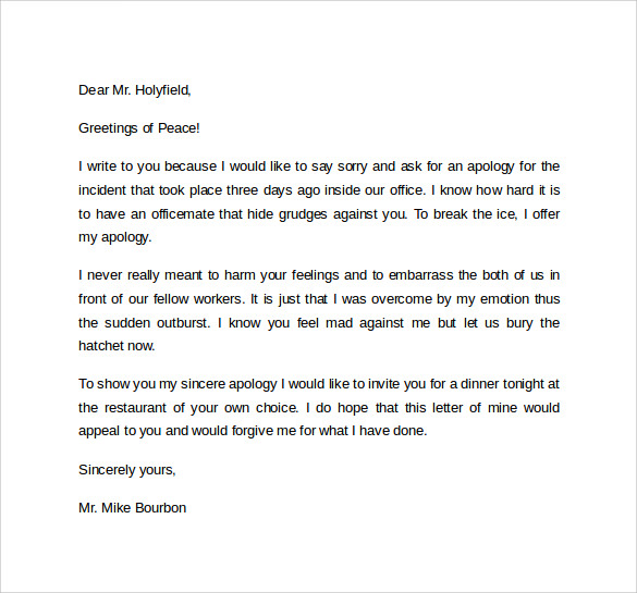 apology letter format