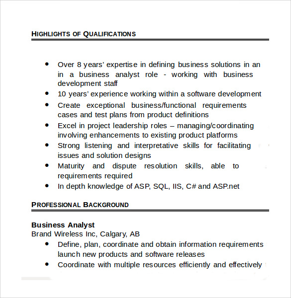 download business analyst resume