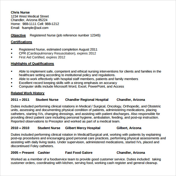 free word template download for experienced rn resume