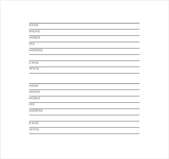 address book template