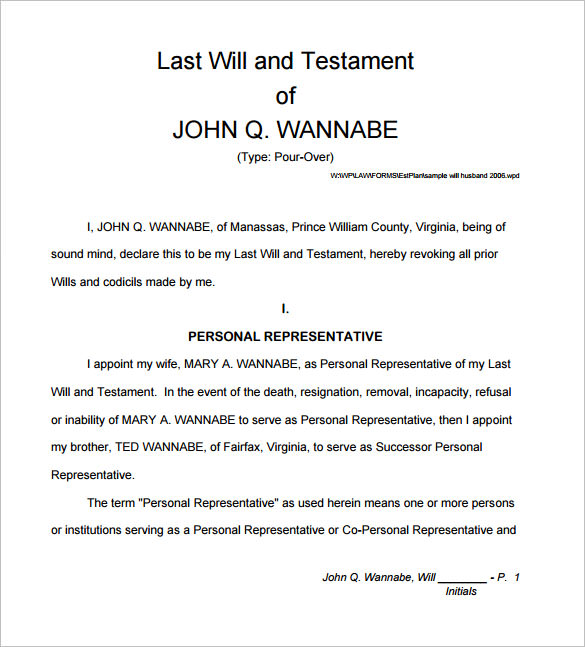 Printable Template For A Will Uk