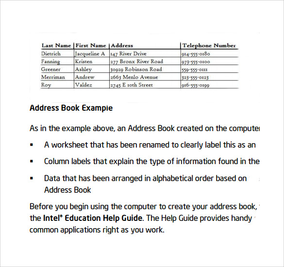 basic address book