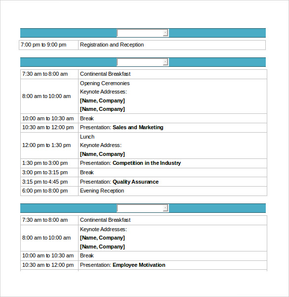 Conference Schedule Template Free PRINTABLE TEMPLATES