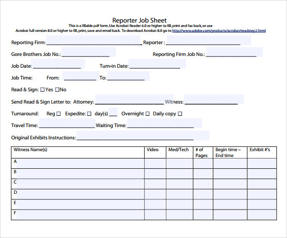 Free 10 Sample Job Sheet Templates In Pdf Ms Word Rejestracja i składanie ofert jest darmowe. sample job sheet templates in pdf