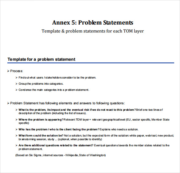 problem statement template pdf