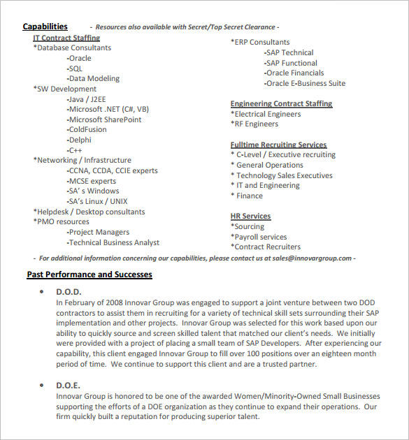 FREE 15+ Capability Statement Templates in PDF MS Word Pages