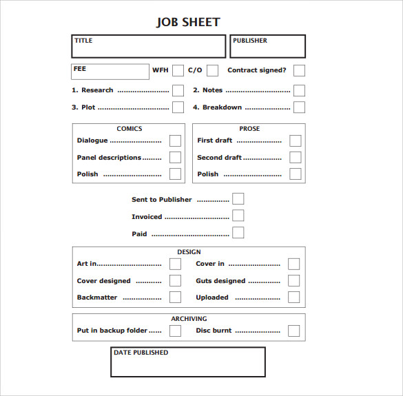 simple job sheet template