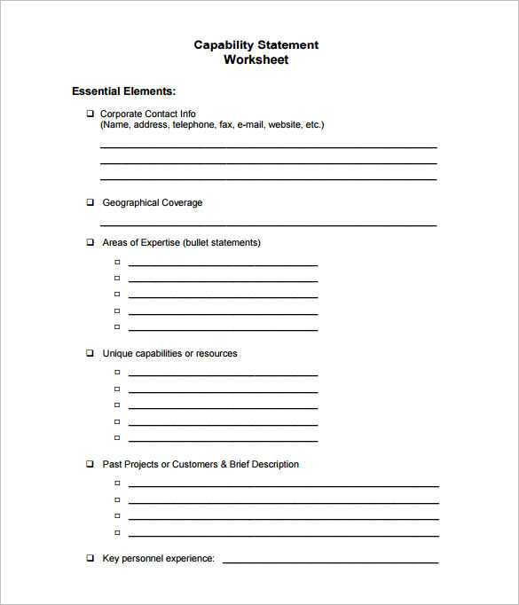 sample capability statement free template