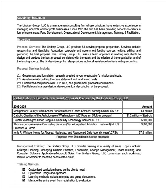 Capability Statement Template Word