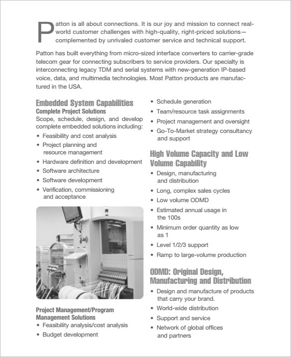 printable capability statement free template