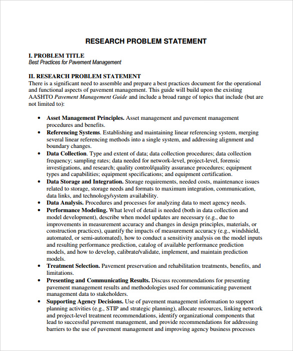 research problem statement template