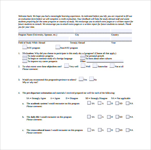 downloadable program evaluation form 