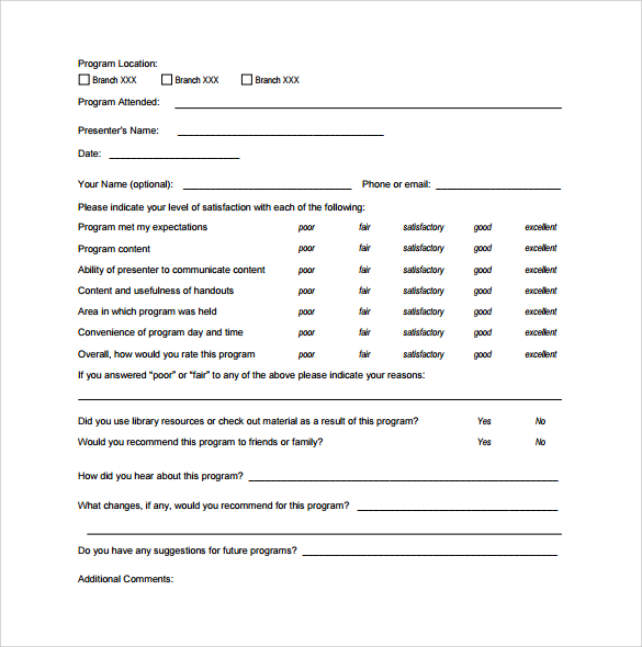program evaluation form pdf download