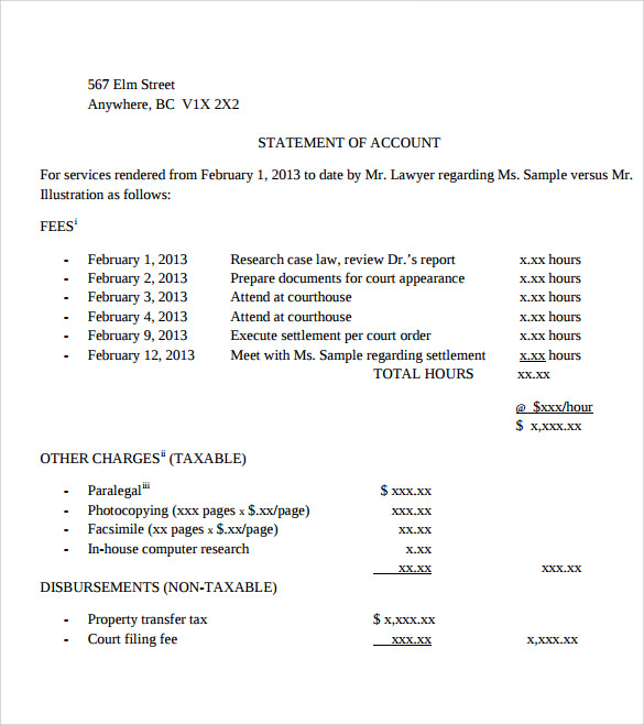 FREE 11 Sample Statement Of Account In PDF