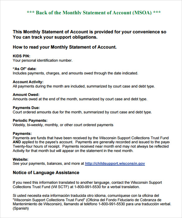 free sample statement of account template
