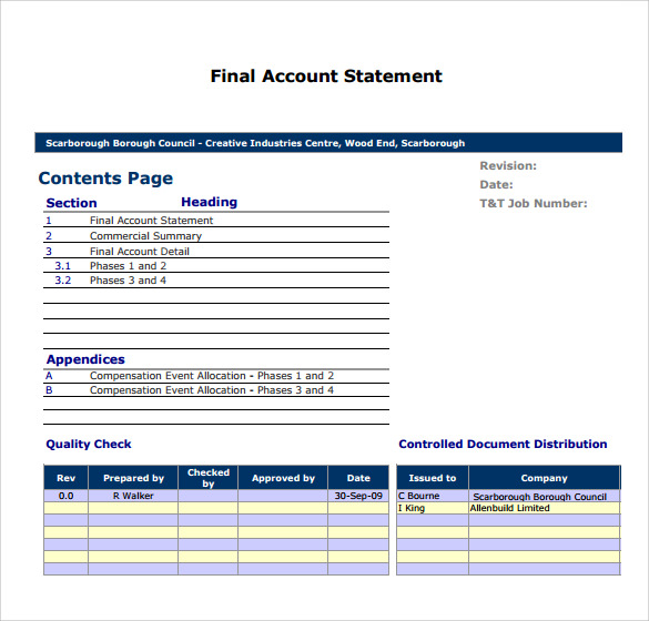 statement of final account template