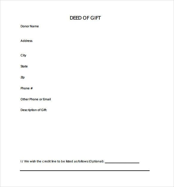 simple deed of gift form