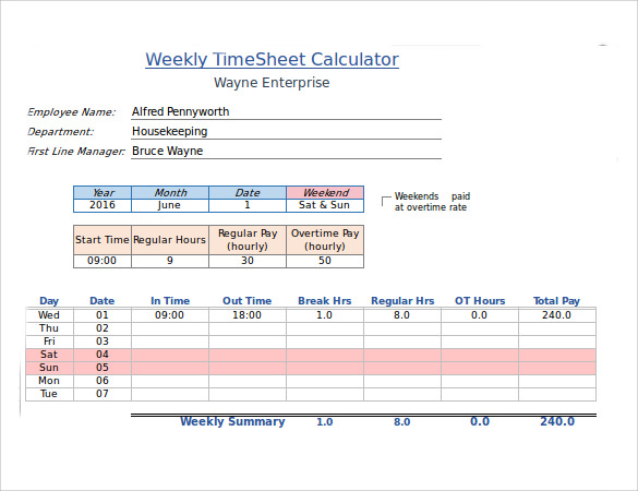 employee timesheet calculator
