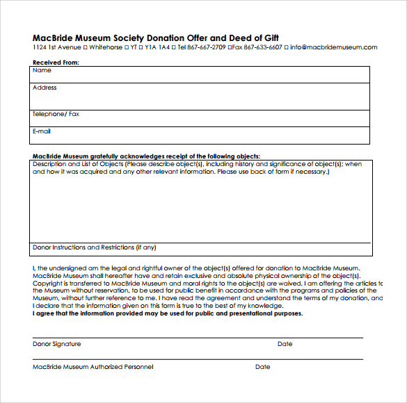 deed of gift form template