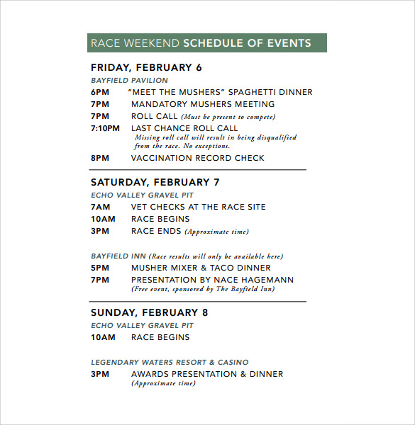 simple event schedule 