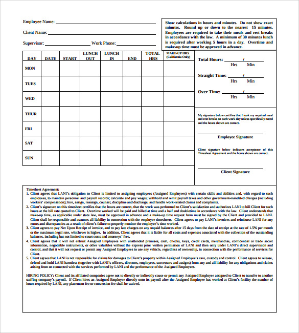 sample payroll time sheet