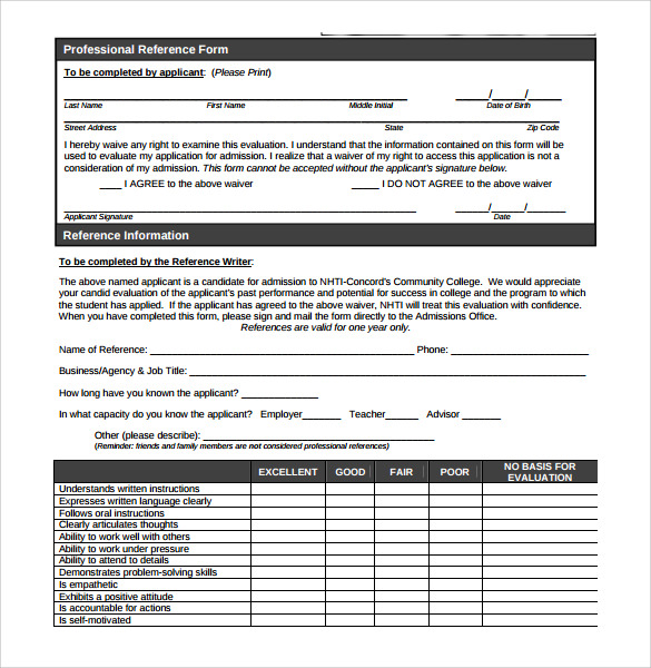 FREE 11  Sample Professional Reference Templates in PDF