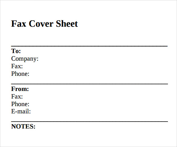 Sample Standard Fax Cover Sheet