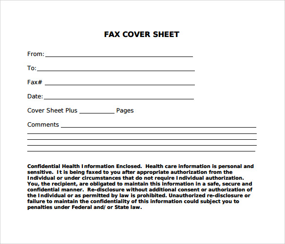 standard fax cover sheet free