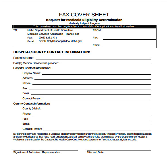 standard fax cover sheet to download