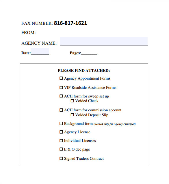 standard fax cover sheet to print