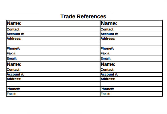 FREE 15 Trade Reference Templates