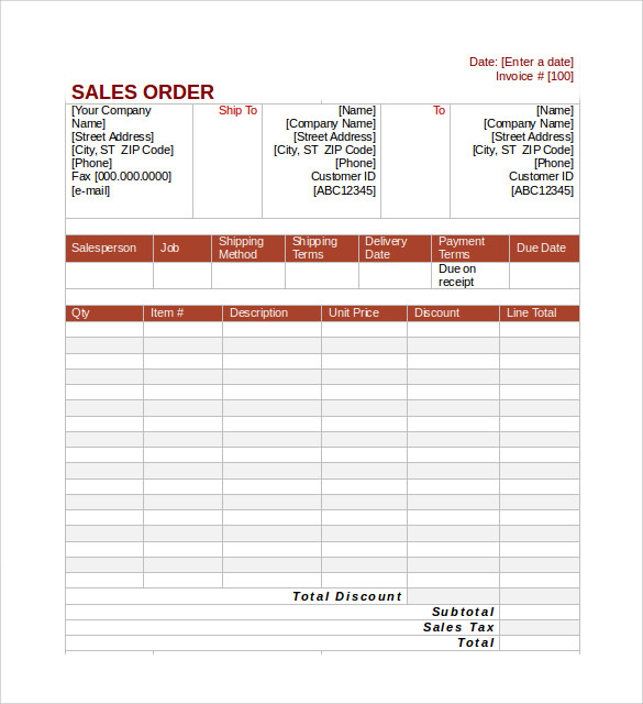 FREE 6+ Sample Sales Order in Excel PDF