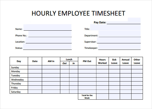 FREE 12+ Hourly Timesheet Calculators in Excel | PDF