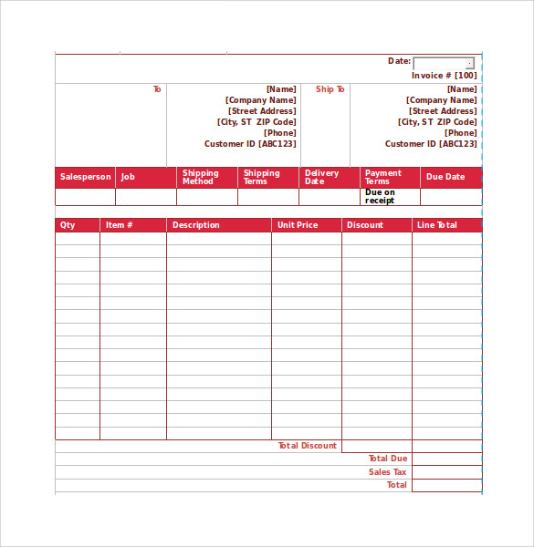 bill of sales order template