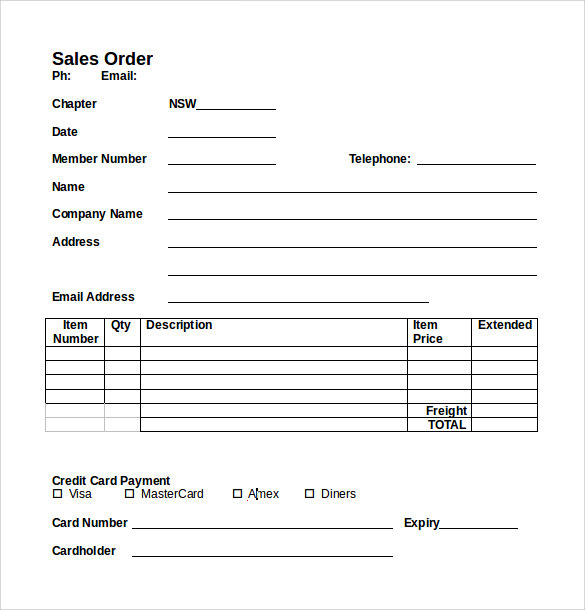 free sales order template