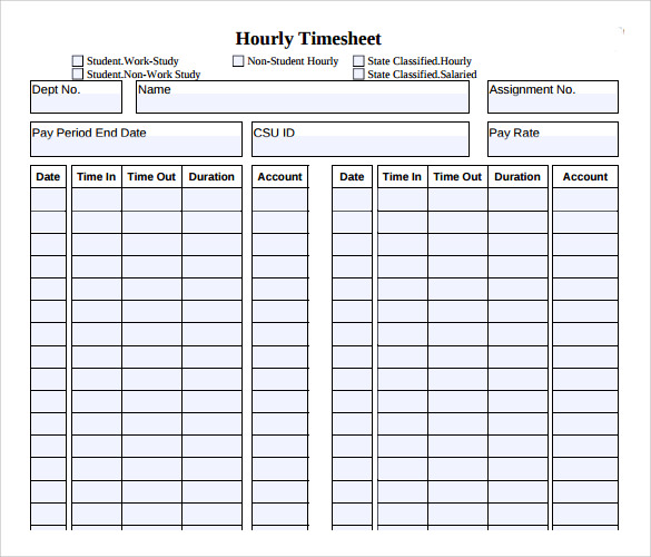student hourly timesheet calculator